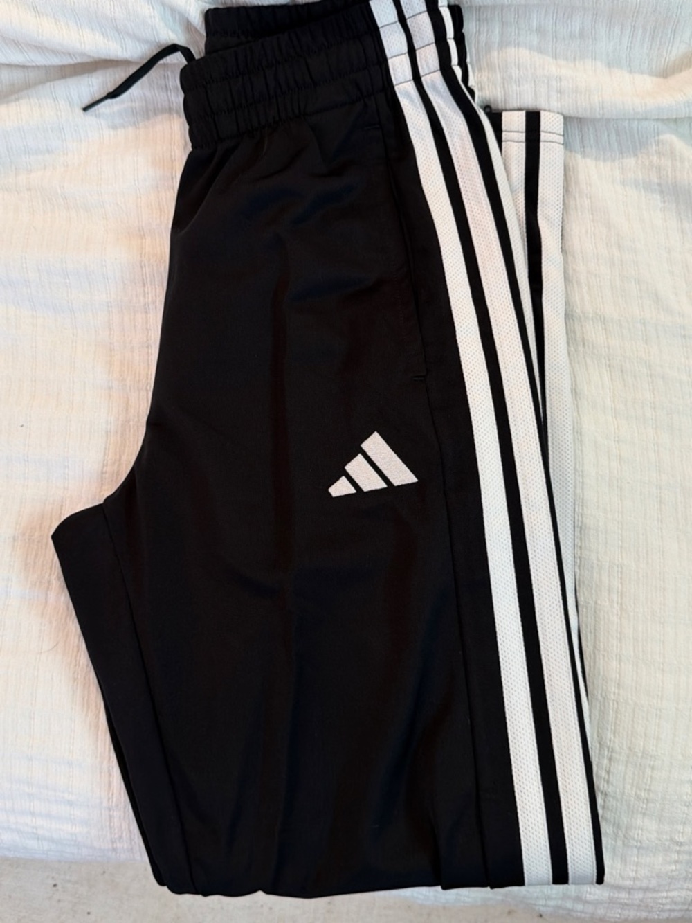 adidas Black Track Pants with White 3-Stripe Detail